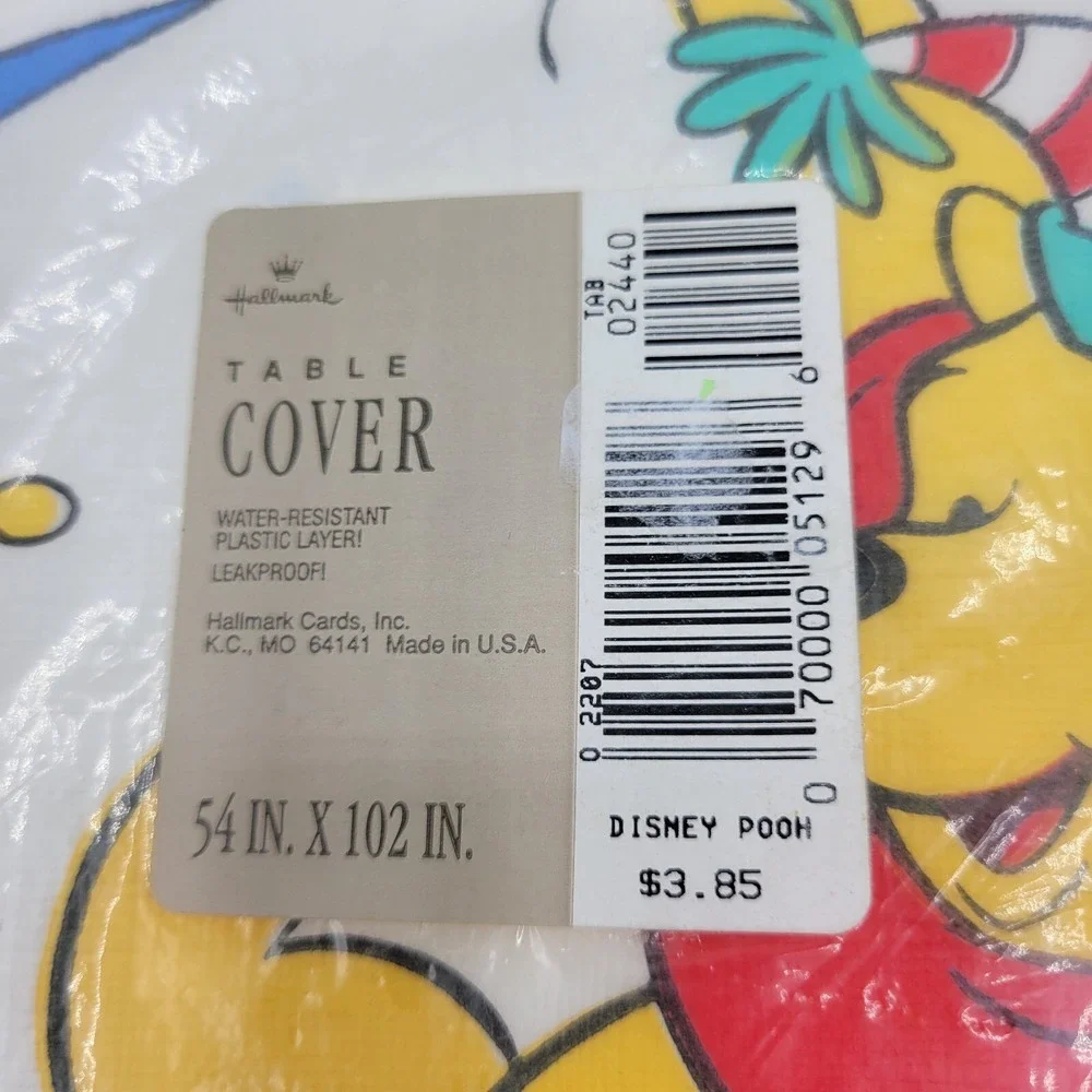 Vtg Winnie The Pooh Plastic Table Cover Disney Hallmark Party Tablecloth 54x102